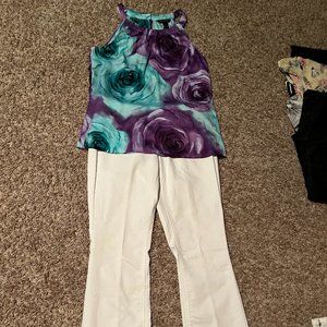 White House Black Market Sleeveless halter top and WHBM White Jeans